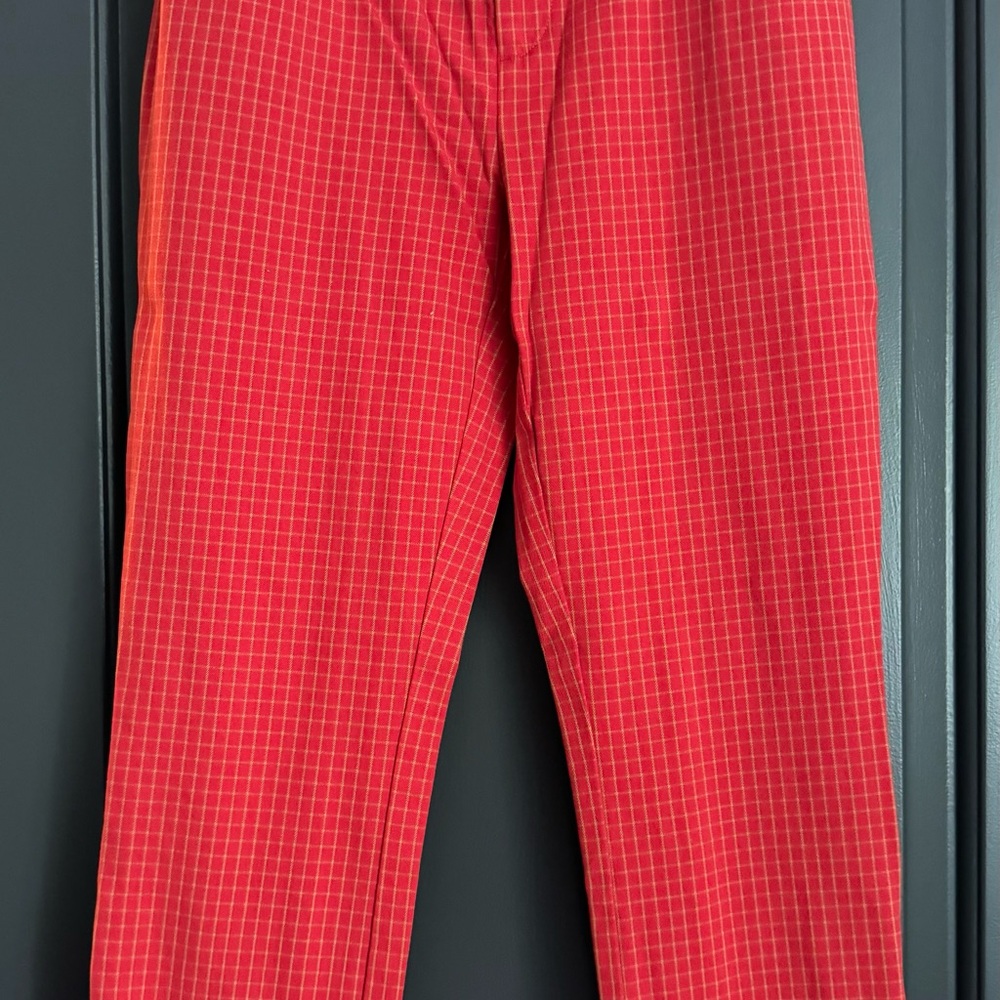 Anthropologie Red Plaid Pants